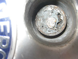 A badly damaged Mercedes locking wheel nut removed by us.